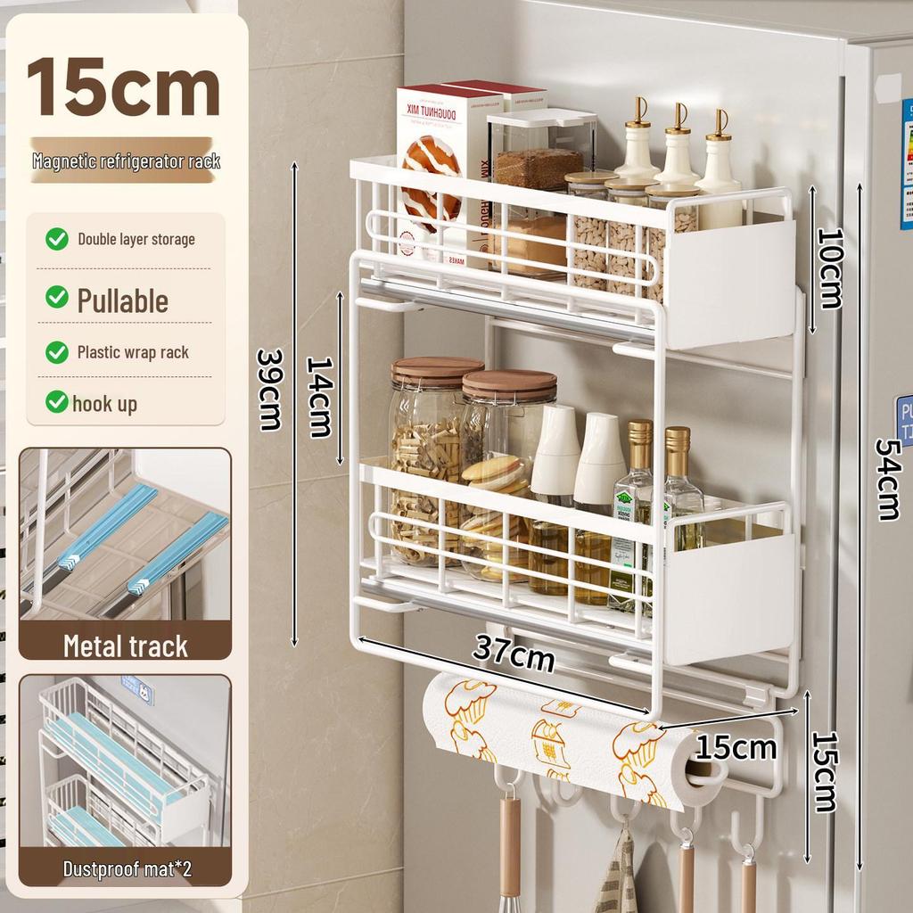 Magnetic Pull-Out Multi-Functional Spice Rack for Refrigerator Door