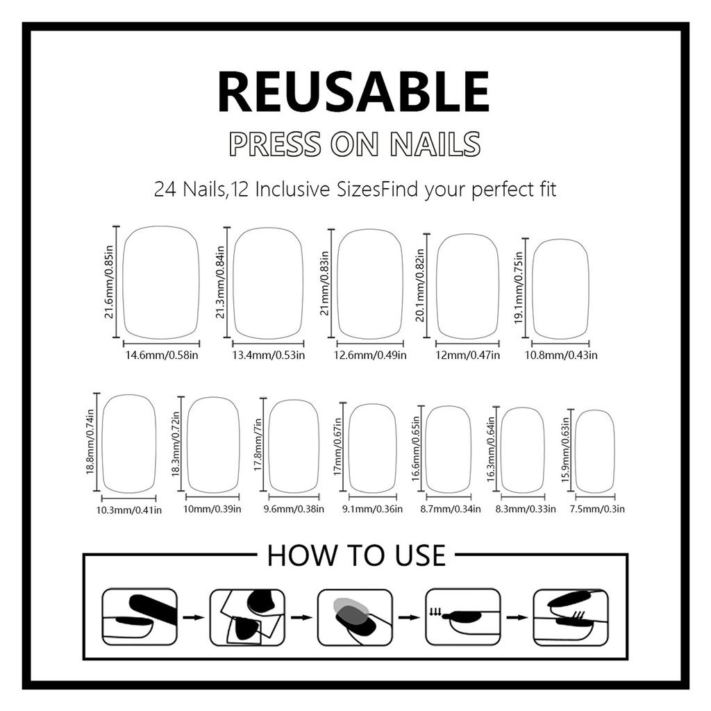 24x Short Square False Nail Coconut Tree Press On Nail Gradient Acrylic Nail Glossy Full Cover Stick on Nail for Woman