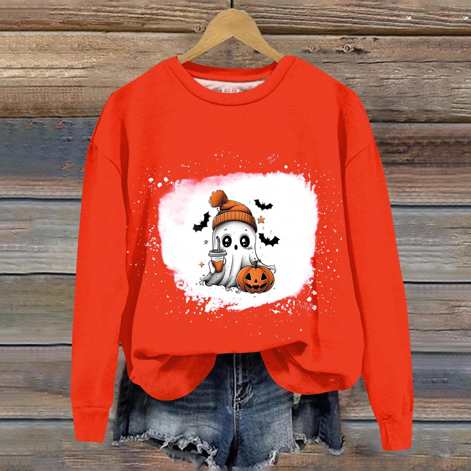 

Женская мода с принтом, длинный рукав, свободный круглый вырез, свитшот, осень XXL красный