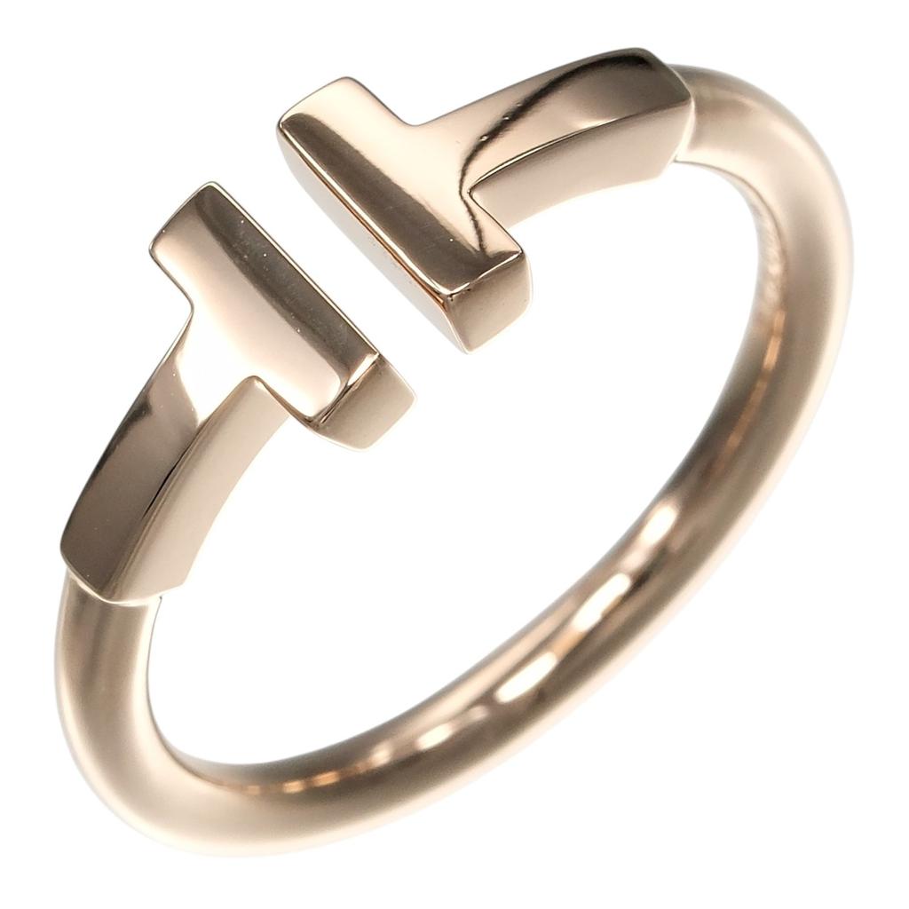TIFFANY&Co. T wire Ring K18 Pink Gold #3.9(US Size) 2.74g Women Used