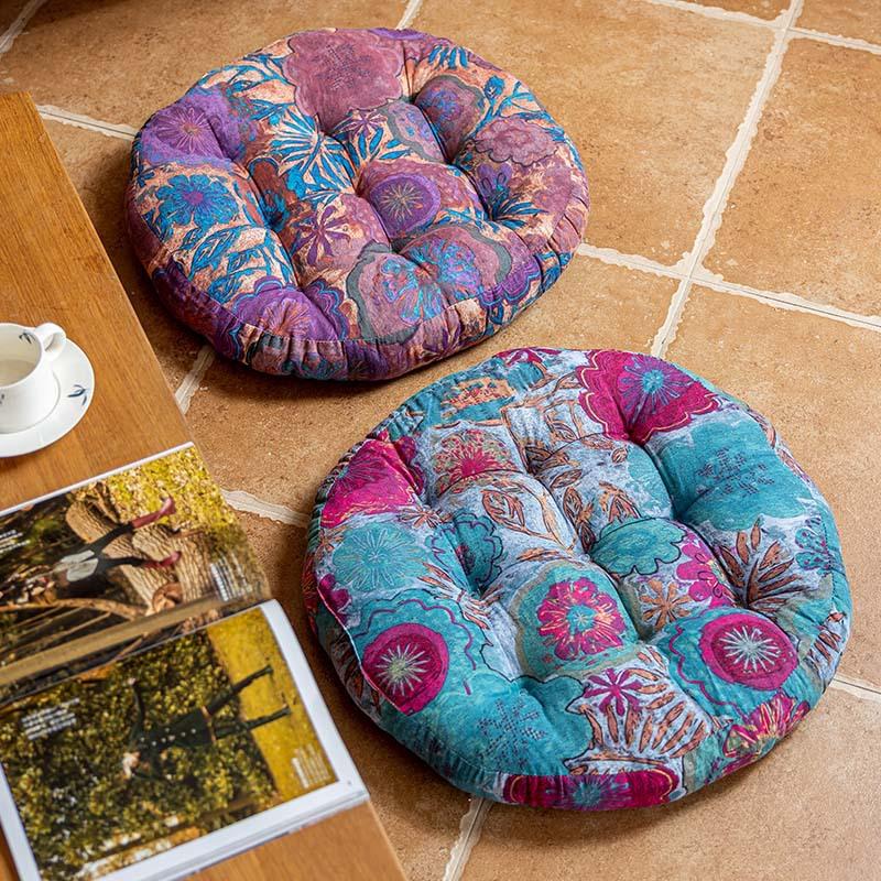 Bohemian Household Living Room Round Chair Cushion Dirt-resistant Thickened Cotton and Linen Seat Cushion Sedentary Tatami Futon On the Ground