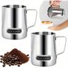 2pcs Milk Frothing Pitcher 20 Oz Stainless Steel Latte Art Pitcher Temp Control Milk Jug Barista Tools Coffee Shop Accessories