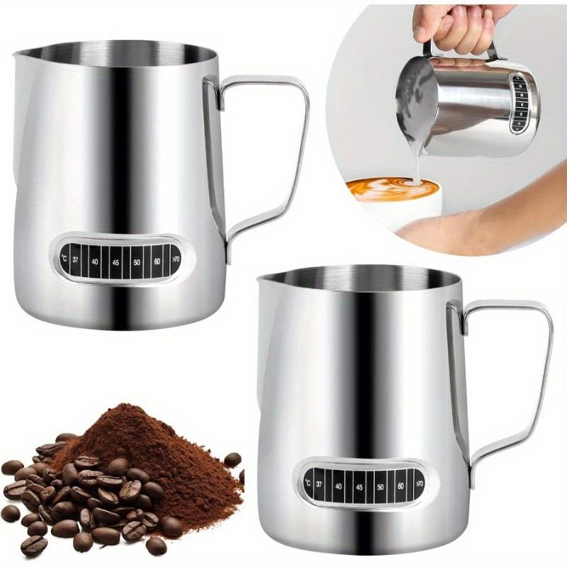 2pcs Milk Frothing Pitcher 20 Oz Stainless Steel Latte Art Pitcher Temp Control Milk Jug Barista Tools Coffee Shop Accessories