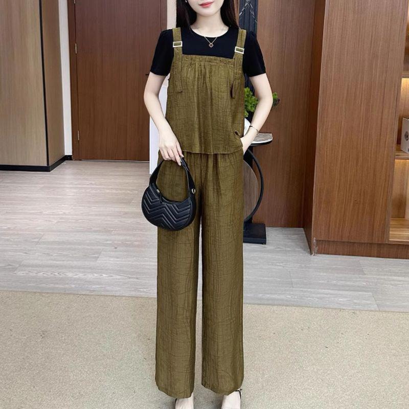 

Летняя мода 2025 года: Трендовый комплект из двух вещей в уличном стиле инфлюенсера с брюками широкого кроя 3XL (135-145 lbs)