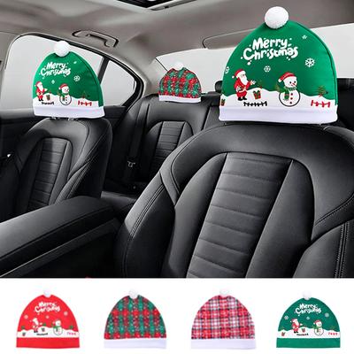 Funny Christmas Hat Car Seat Headrest Covers for Car Interior Decorative Cove Universal Car Chair Cover Accessories