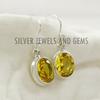 Oval Citrine Earrings, Handmade 925 Sterling Silver, Yellow Gemstone