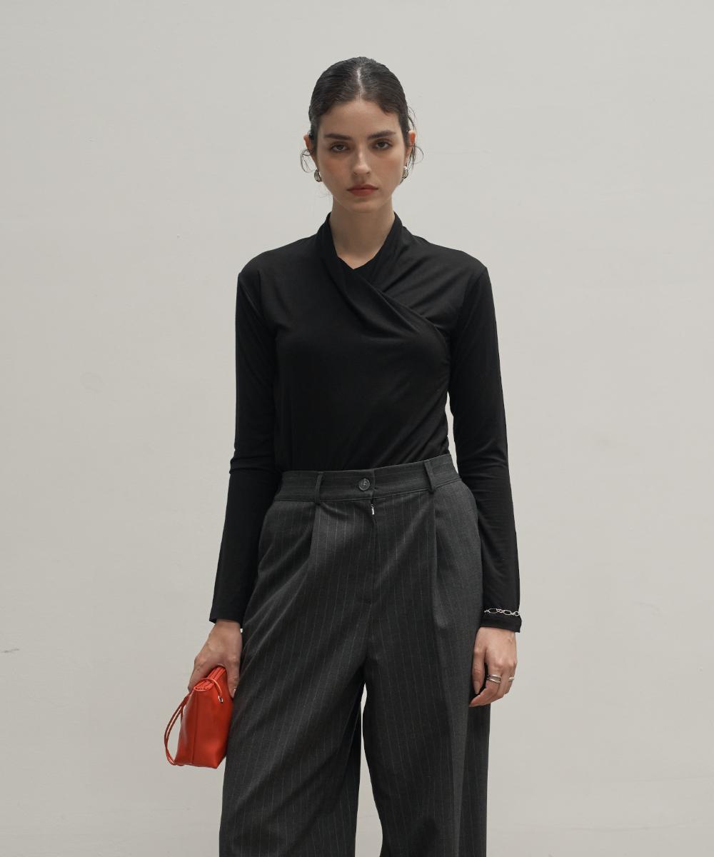 320 Showroom Wrap Long Sleeve T-Shirt Black Free