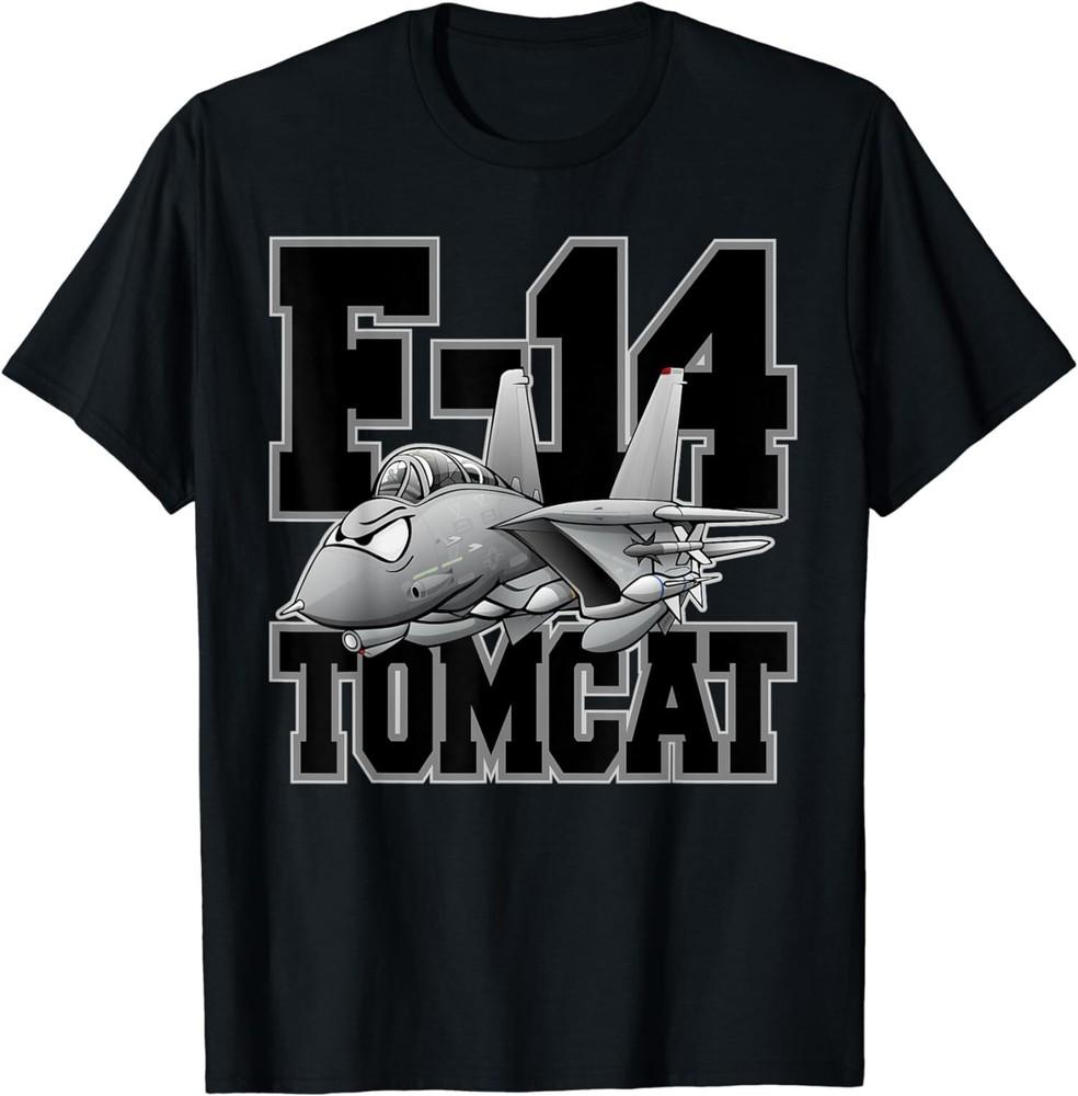 New Limited F-14 Tomcat Naval Military Fighter Jet Aircraft Cartoon T-Shirt Tops Tee