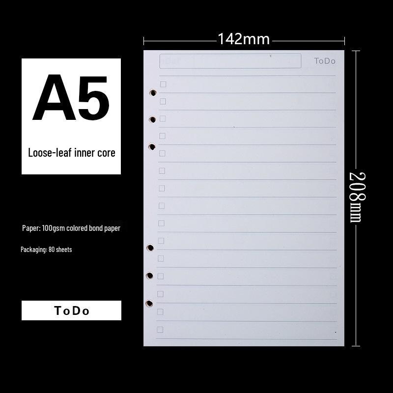 6-Hole A5 Notebook Refill: A6 Size, 80 Sheets, 100gsm Dowling Paper