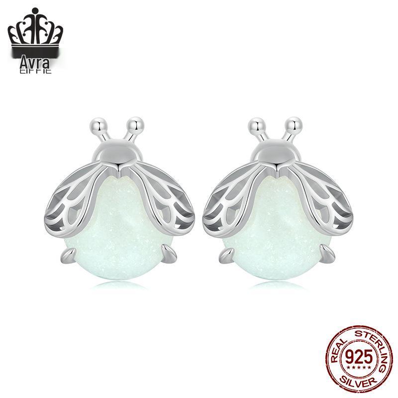 

Everle Summer Cute Luminous Firefly Stud Earrings, Sterling Silver, White Gold Plated, Women s Jewelry. Sterling Silver