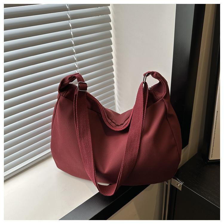 Korean Style Casual Lazy Wind Bag 2024 New Simple Large Capacity Canvas Bag Solid Color Single Shoulder Diagonal Female Bag