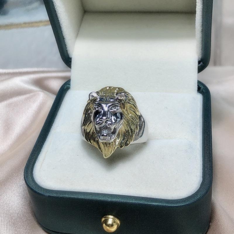 Titanium Steel Ring Divided Into Retro Animal Men'S Ring Ring Casting Domineering Gold Lion Head Copper