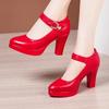 9cm 11cm Small Size 32-43 Elegant Shallow Soft Leather Shoes Platform Pumps 2025 Spring Block High Heels Shoes Dress Party Model
