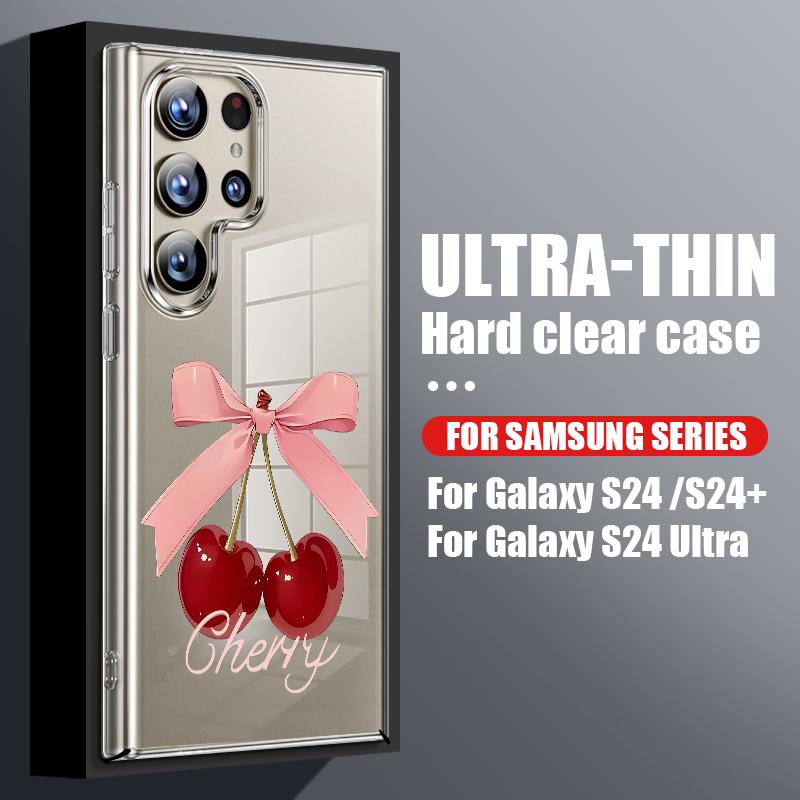 

Чехол с узором из розовых бантиков для Samsung Galaxy S26 S25 S24 Ultra S23 S21 FE S22 Plus A53 A54 A34 A15 A25 A35 A55 A26 A36 A56 5G Тонкий Прозрачный Жесткий Чехол Samsung S22 Ultra прозрачный