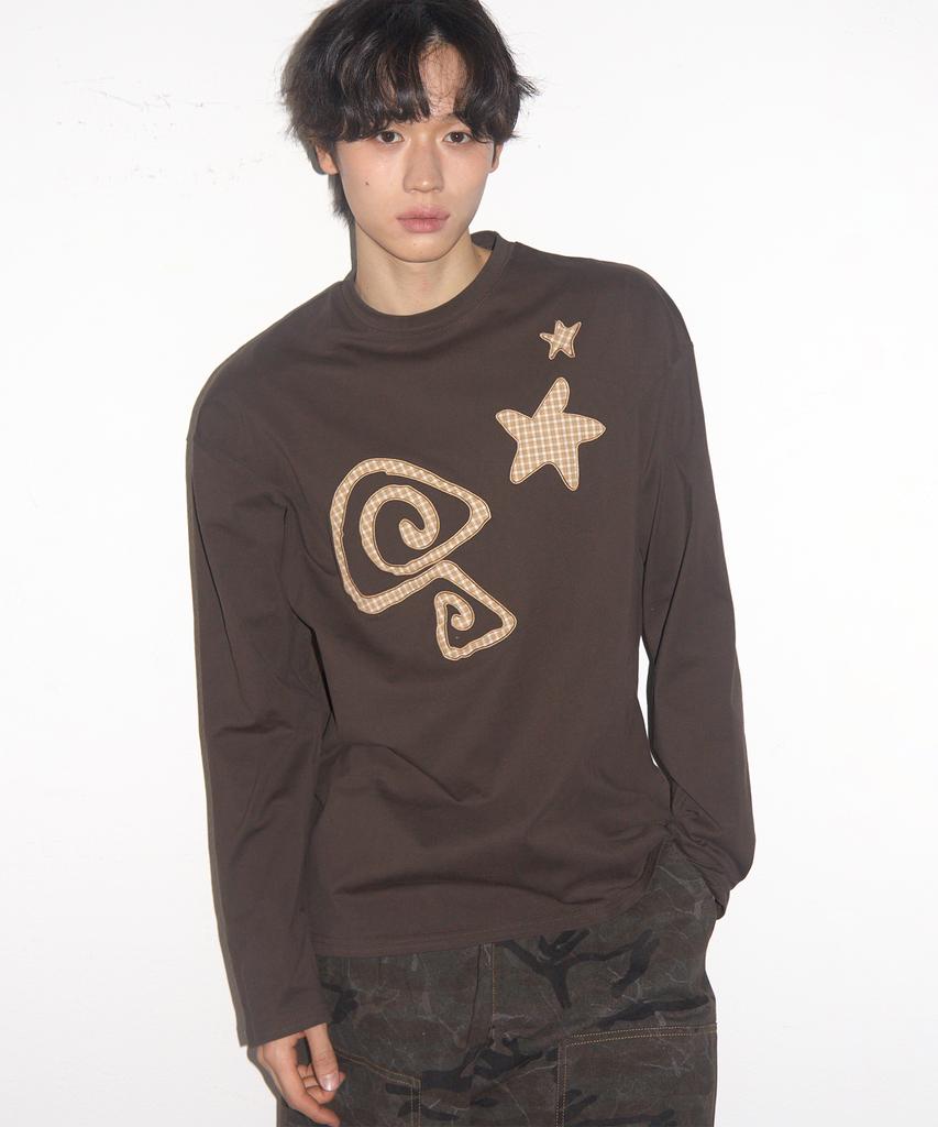 SOMEPLACE MAN Multi Basic Applique Graphic Long Sleeve Oversized Long-Sleeve T-Shirt_3 Colors