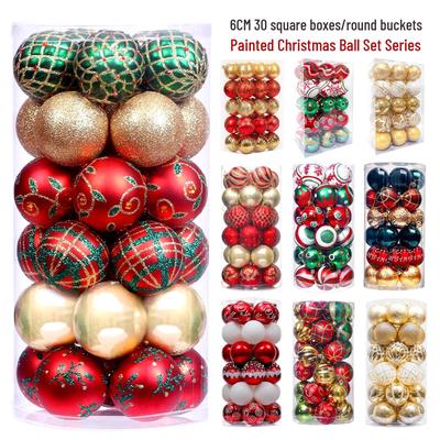 6cm Irregular Electroplated Hand-Painted Plastic Christmas Ball Ornaments Set