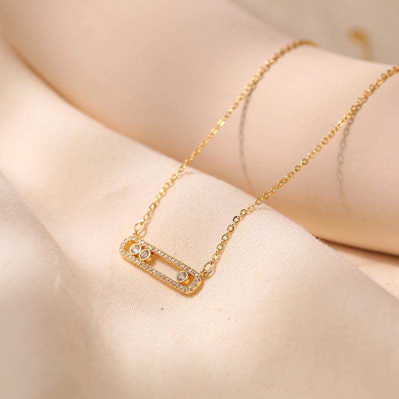 Collier Minimaliste Géométrique en Zirconium Chaîne Plaqué Or 18 Carats Choker Pour Femmes