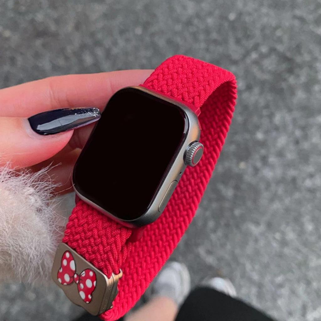 Braided Nylon Strap For Apple Watch Ultra 49mm 10 46mm 42mm 9/8/7 Magnetic Butterfly Knot Bracelet iWatch 6/5/SE/3 WristBand