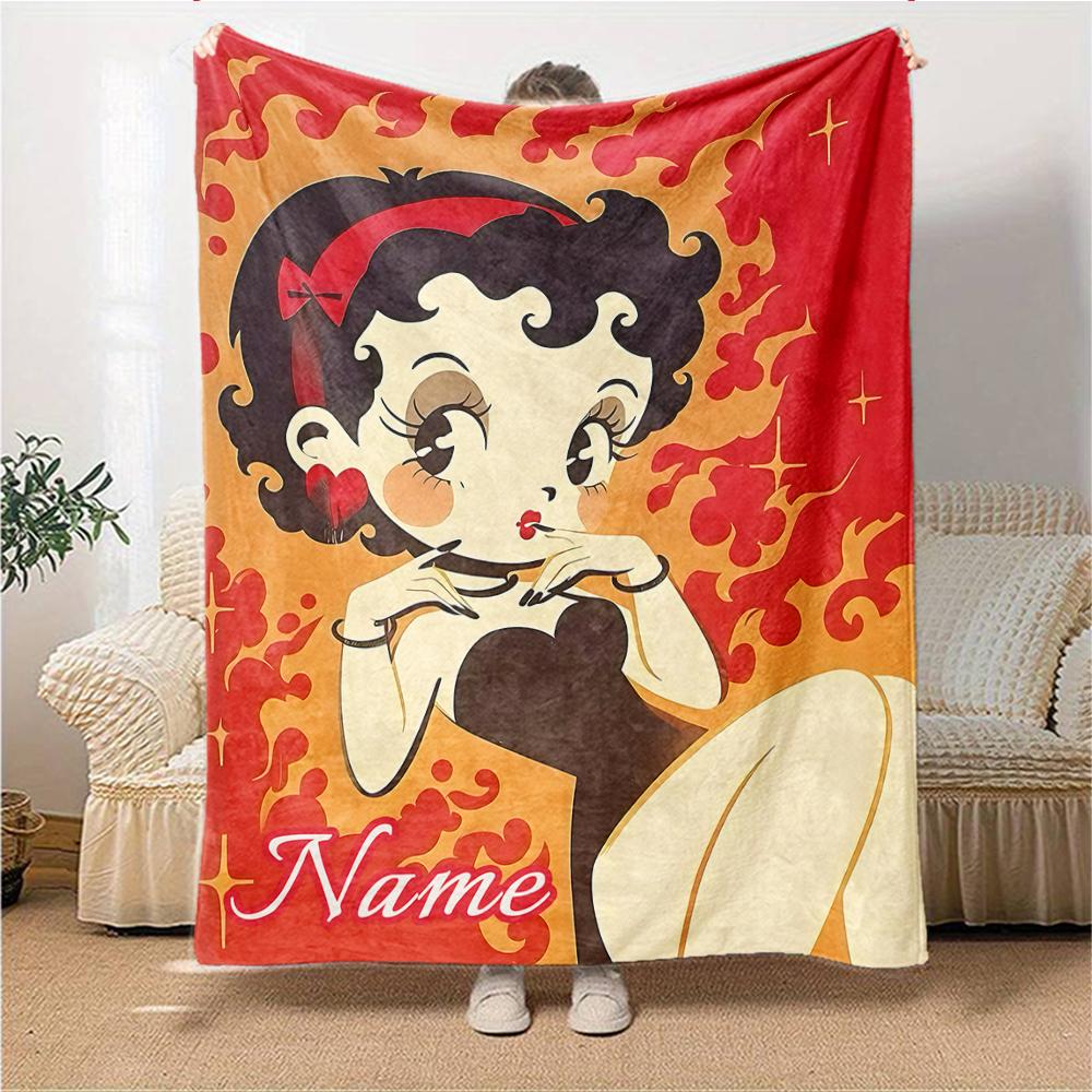 Custom Name Betty Boop Dance Party Party Blanket For Couch Bed Plush Cozy Fuzzy Blanket Super Soft Warm Blankets For Fall And Winter 09166