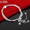 925 Sterling Silver Snake Chain Heart Bracelet Wedding Jewelry