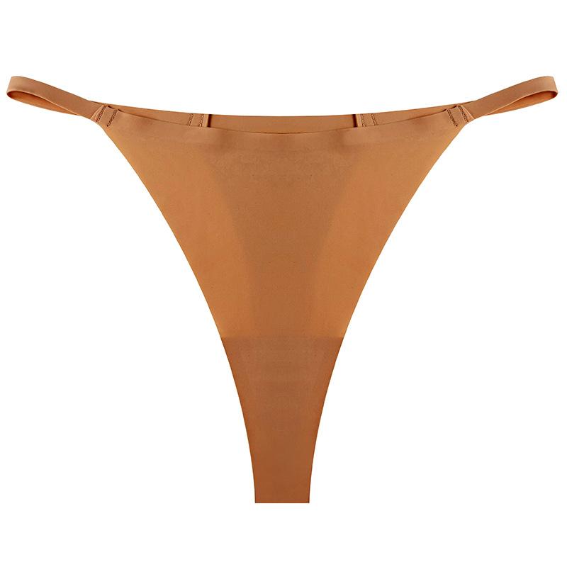 Women's Spring and Summer Sexy Thin Belt One Piece of Ice Silk Breathable Quick Dry Low Waist Non Mark Thong Underwear