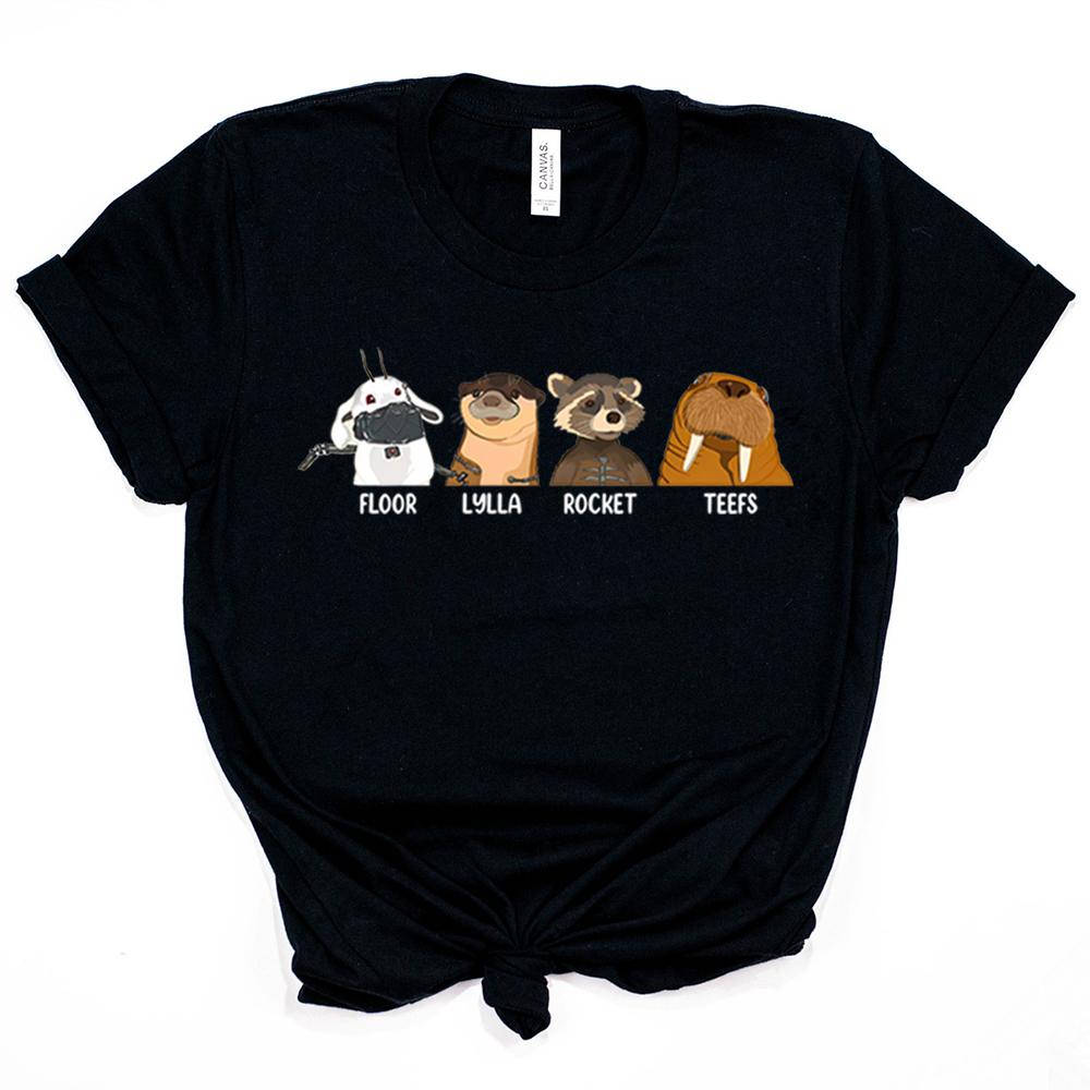 Retro Lylla Teefs Floor Rocket Graphic Tee James Gunn Superhero Movie GOTG 3 Tee Raccoon Rocket and Friends Tshirt Casual Tops