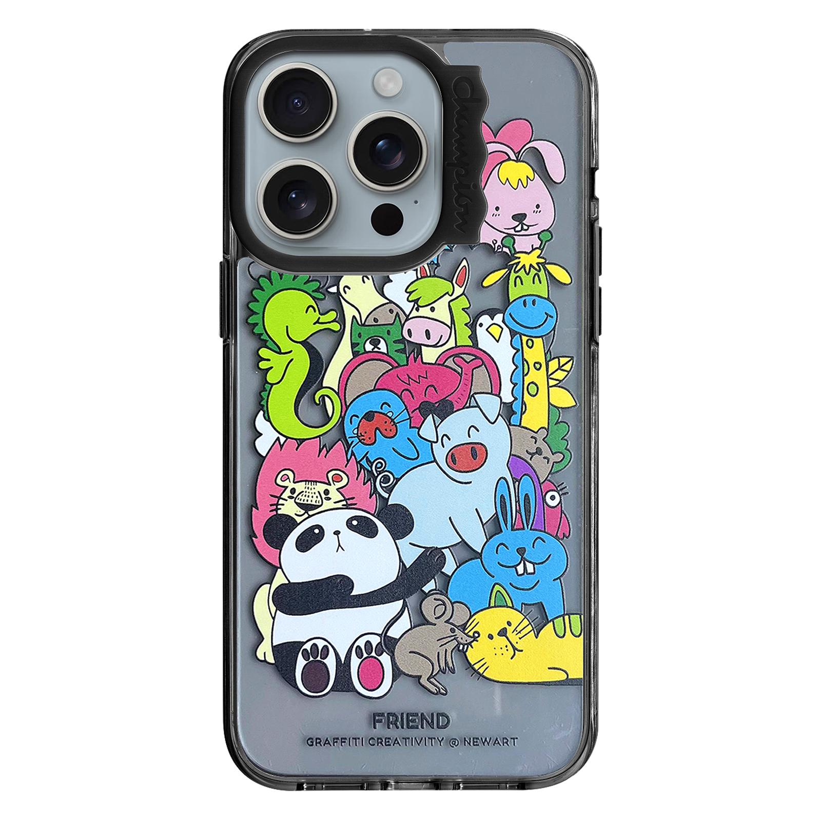 For iPhone 13 Pro Max Case Pattern Design PC + TPU Phone Cover Curly Lens Frame Shape F