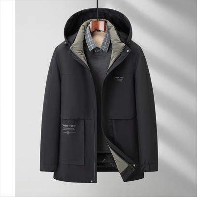 Winter New Hooded Down Jacket Men's Medium and Long Warm Down Men's Jacket