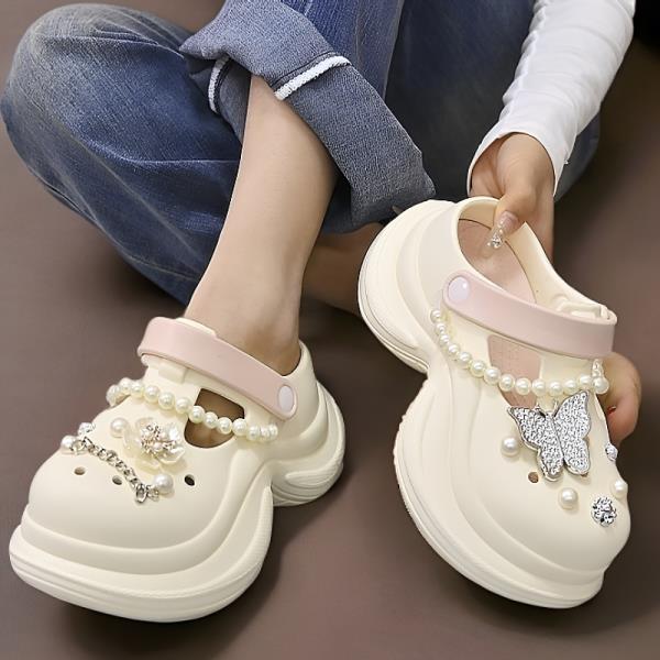 Fashion String Bead Shoes Woman 2025 Slippers For Swimming Pool Cover Toe Pantofle Platform Beach Flat New Slides Shoes Woman 2025 Slipp