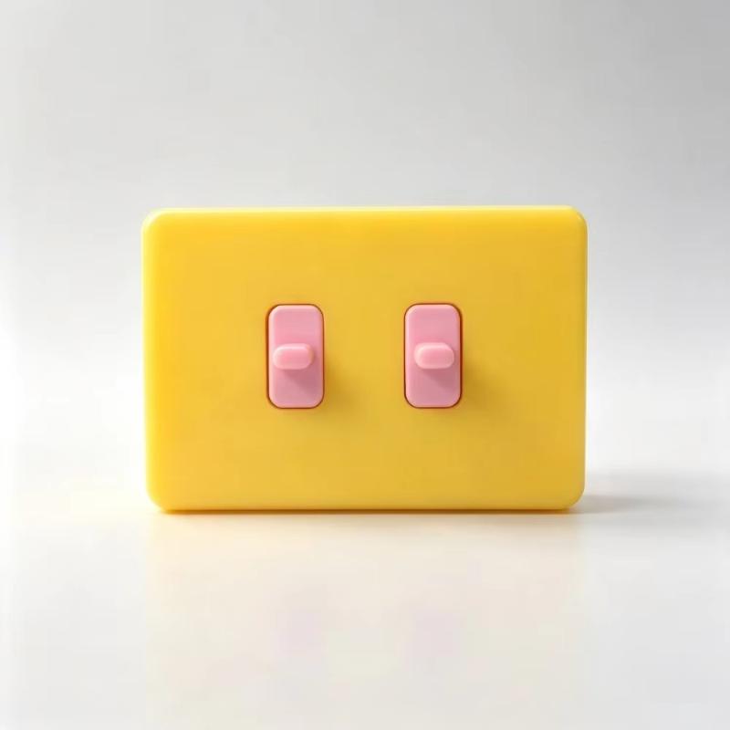 Minimalist Double-Button Push-Button Light Switch Frame, No Drilling Required. Double-Sided Adhesive Sticker Not Included.