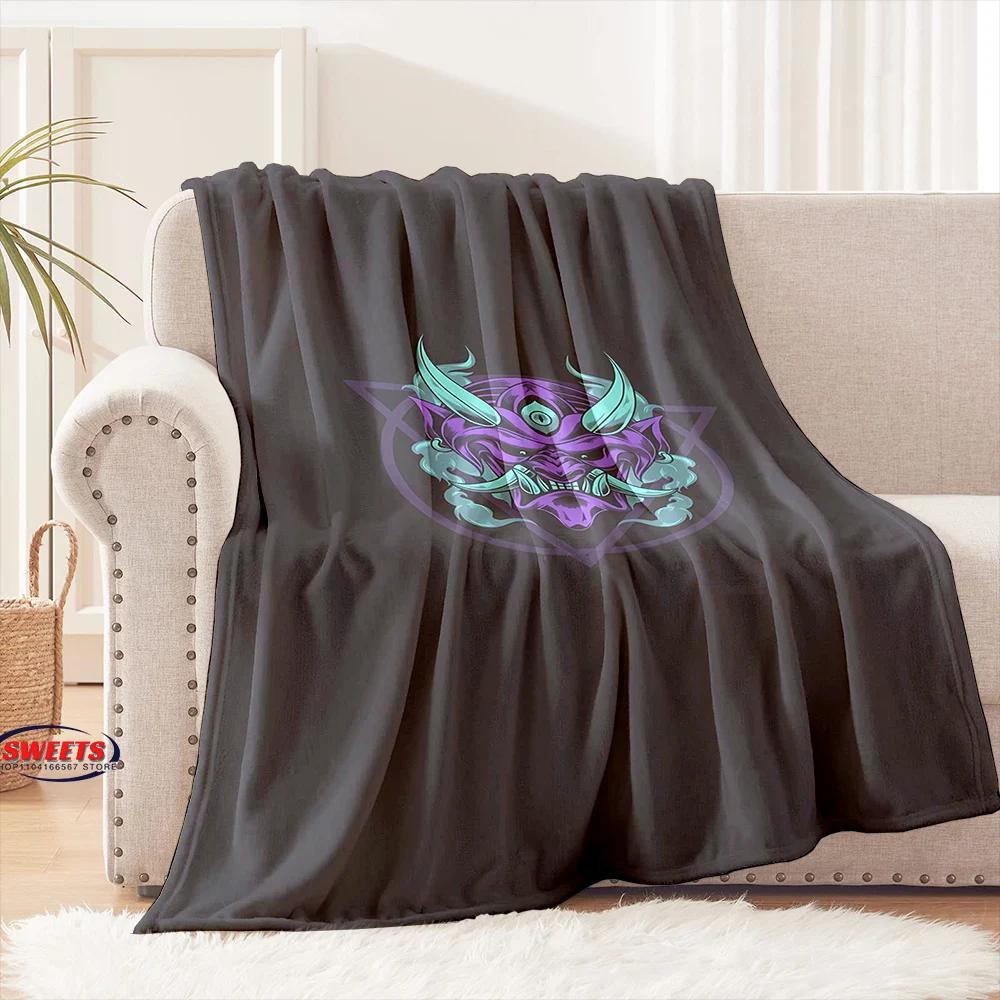 Classic Japanese Hannya Mask Flannel Blanket for Bed Bedroom Sofa Picnic, Warm Throw Blanket for Cover Outdoor Leisure Nap Gift
