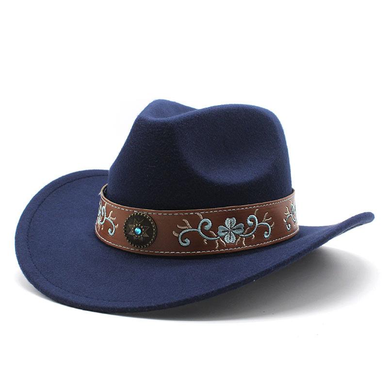 JYL TS DIY  Felt Hat Unisex Ethnic Western  Cowboy Jazz Hat