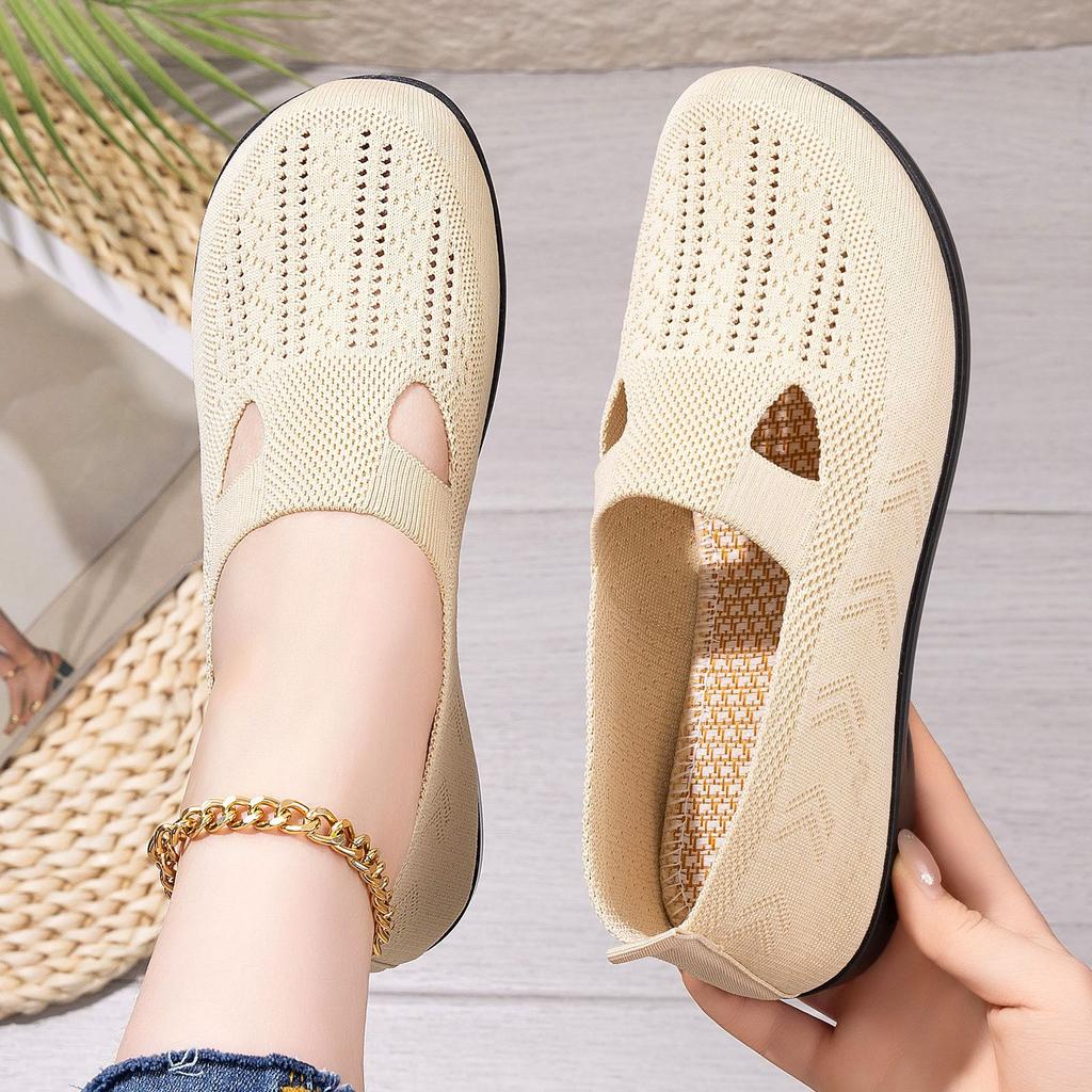 Casual Shoes Women Spring Versatile Breathable Mesh Shoes Soft Bottom Elderly Slip On Mom Shoes Casual Daily Comfortable Lightweight Sneakers