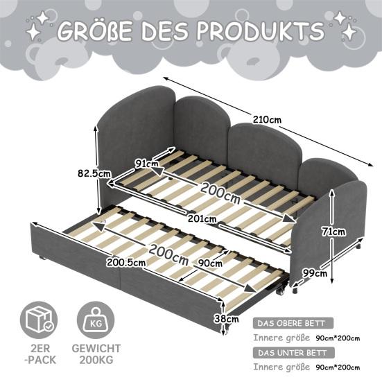 Twin Sofa Bed with Storage Drawers Large Capacity Drawer Rotary Wheels Velvet Upholstered Uneven Fence Sleep Solid Iron Frame Bedroom Twin Size Daybed