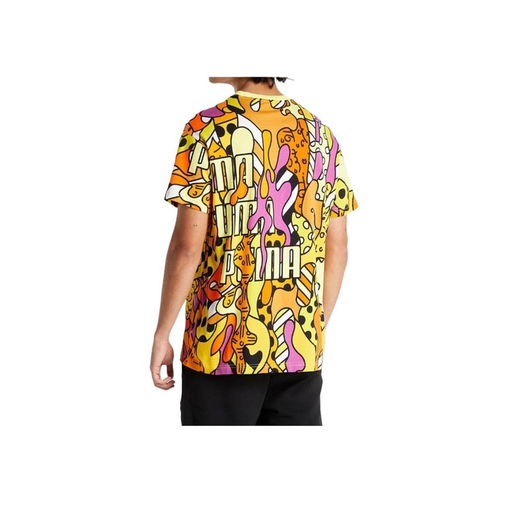 Puma X Britto Collaboration Aop Tee Fun Graffiti Print Sportiv Tricou cu mânecă scurtă Tricou unisex Portocaliu 532235-51