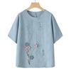 Elderly Women's Fashionable Cotton-Linen Summer Top - Short-Sleeved for Middle-Aged and Older Ladies