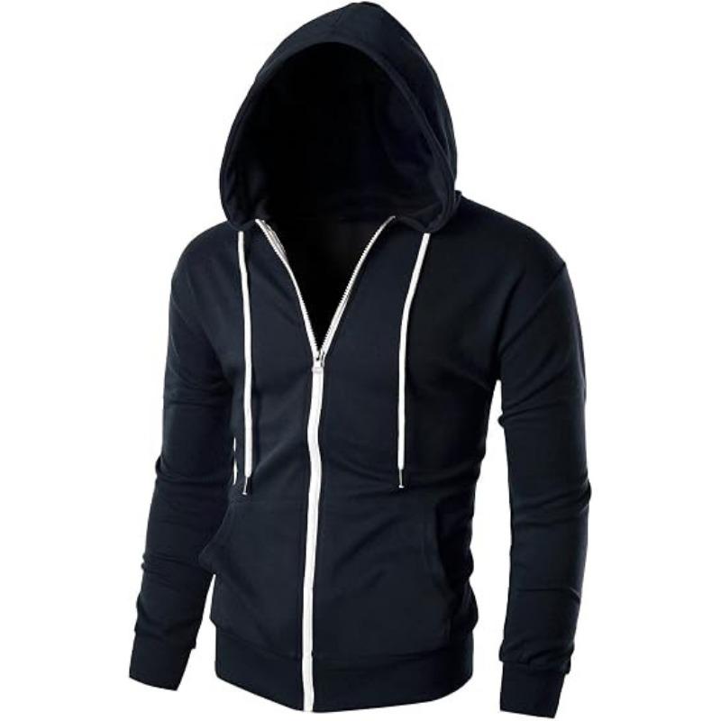 Men S Slim Fit Zip Up Hooded Jacket With Pockets Spring Autumn Coat