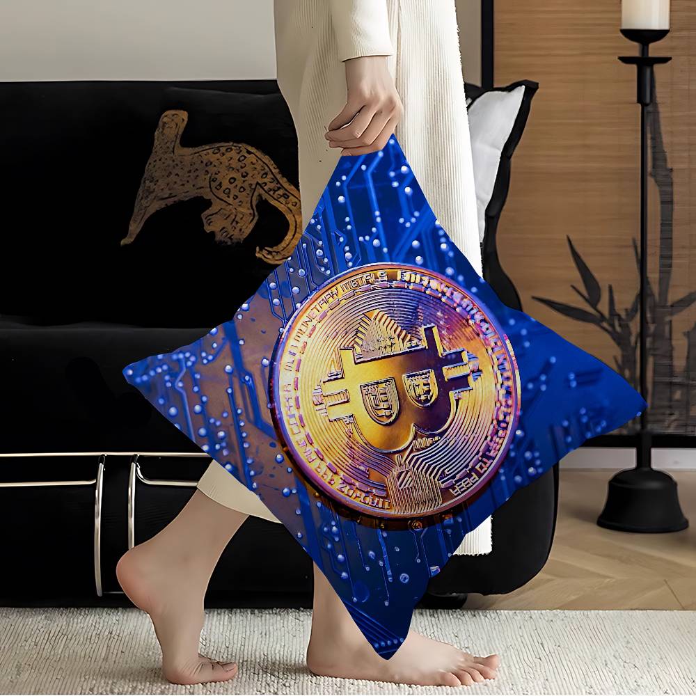 Luxury Bitcoins Pillowcase Toon Gift Cushion Cover Bedroom Home Sofa Chair Seat Decor Pillow Case