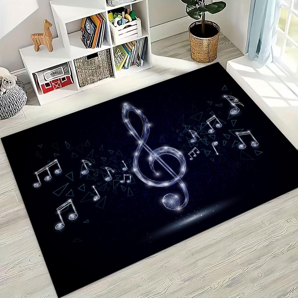 Tańcząca Muzyka Nuta Muzyczna Instrument Kreskówkowy Dywanik do Sypialni Salonu Kanapy Domowego Wycieraczka Dekoracja, Duży Dziecięcy Antypoślizgowy Dywanik Podłogowy
