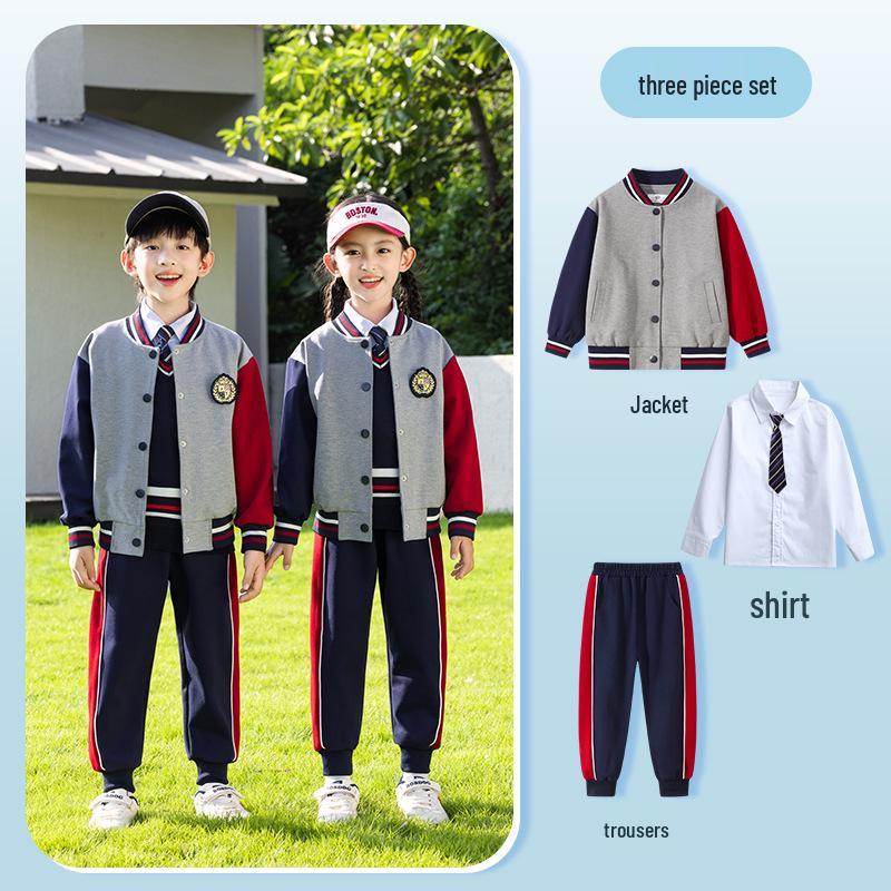 Spring & Autumn Primary School Sports Uniform Set for Kindergarten & First Grade Baseball Performance