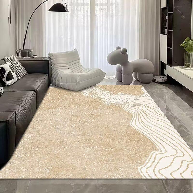 Light Luxury Abstract Living Room Crystal Velvet Carpet, Large Area Bedroom Full Of Floor Mats, Living Room Sand Coffee Table Carpet