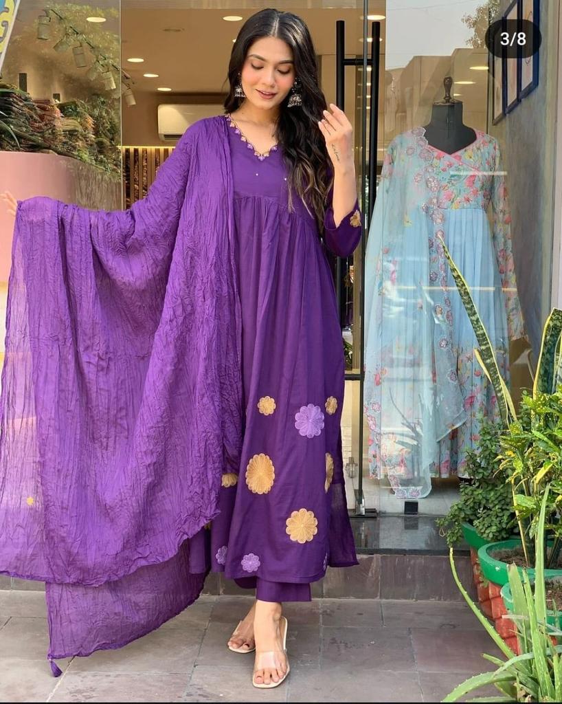 Indisches Damen-Designer-A-Linien-Kurta-Hose-Dupatta-Set Bollywood-Partykleidung Kurti-Anzug-Kleid