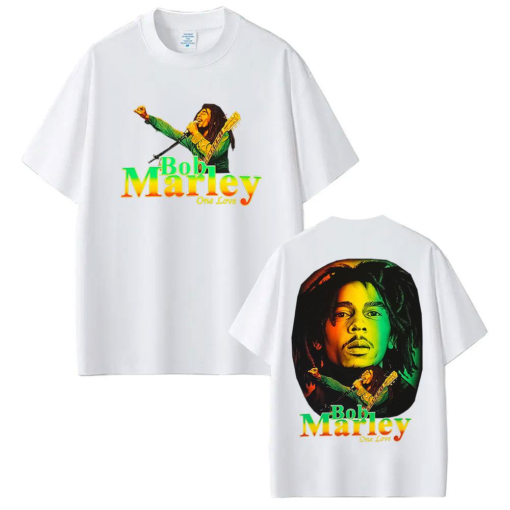 Rapper Bob Marley One Love Tour 2025 Graphic T Shirt Mens Vintage Hip Hop Short Sleeve Tshirts 100 Cotton Tshirt Streetwear