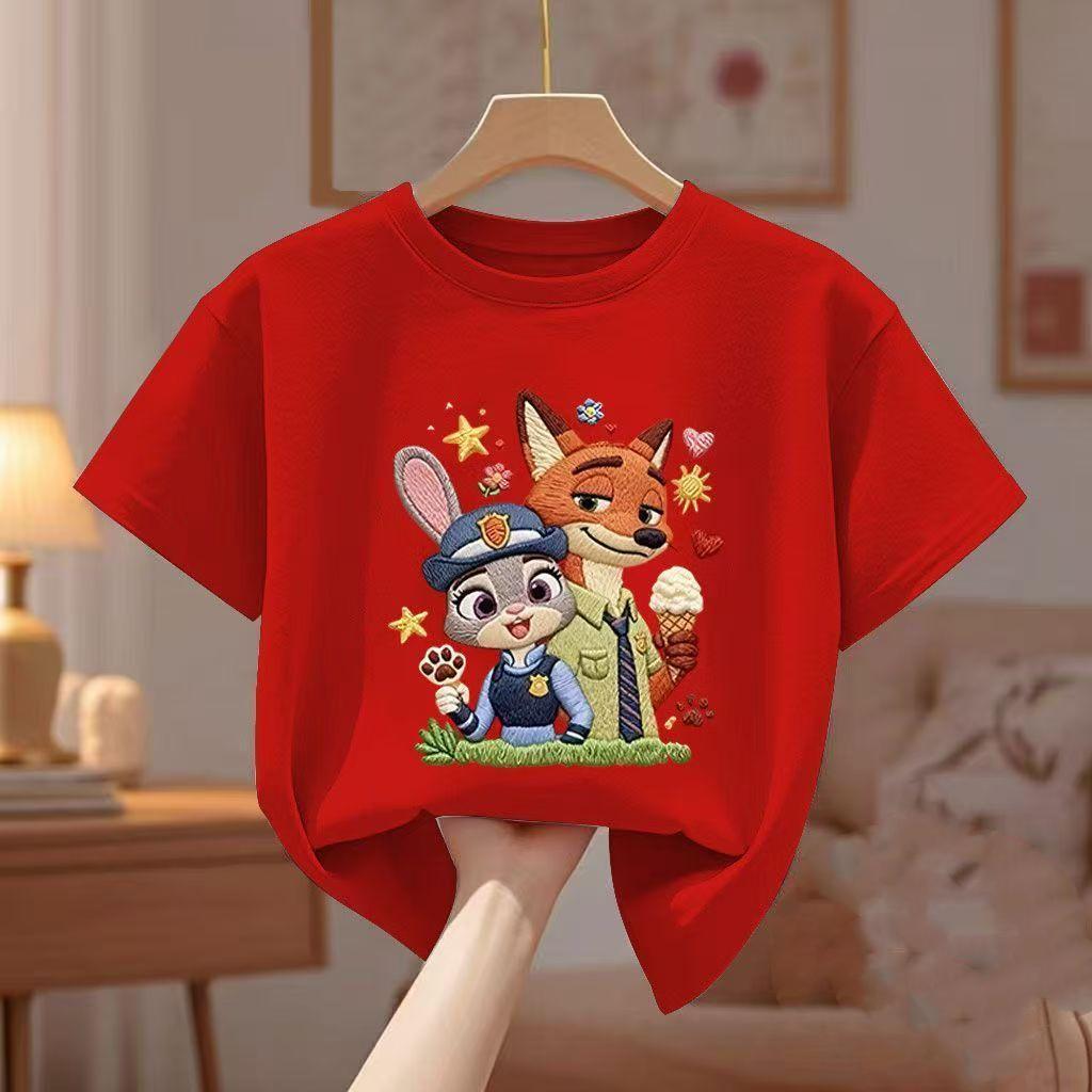 12M-9T summer child kids boys girls Polyester cartoon short sleeve T shirt