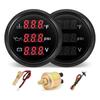AD 52mm 3 in 1 Auto Gauge Water Temperature Oil Pressure Voltage With Alarm 1/8NPT Oil Press Water Temp Sensor For Car 12V 24V