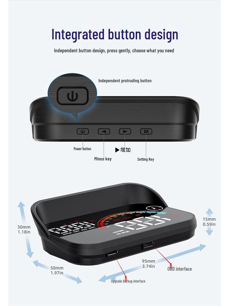 Multifunctional Car HUD with GPS, OBD Speed Display & Voice Alerts