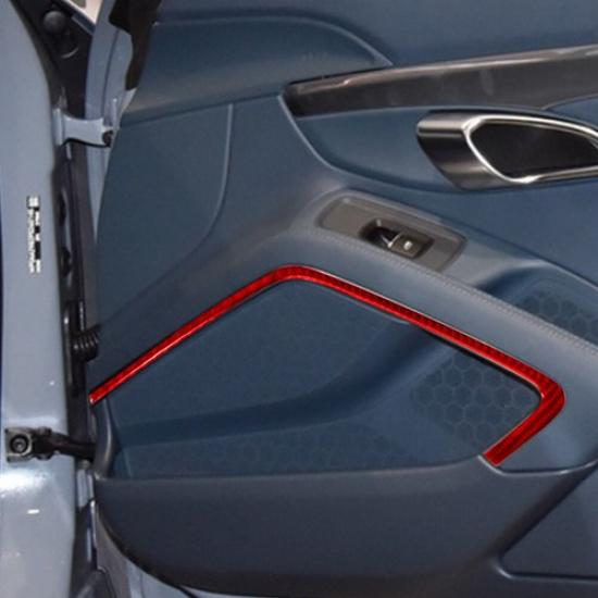 2Pcs Red Carbon Fiber Door Speaker Cover Trim For Porsche 718 Boxster Cayman