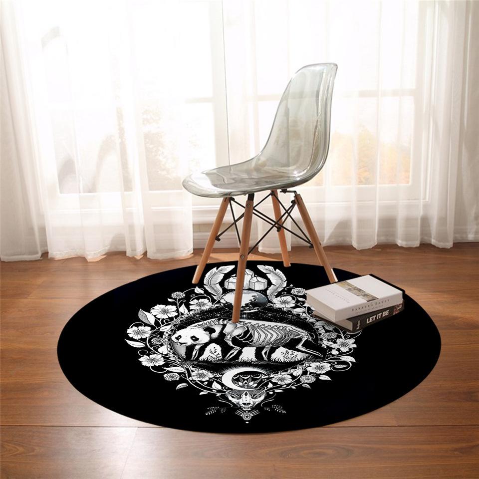 

Круглый ковер Moon Kids, черный ковер для спальни, коврики с белой лисой, противоскользящие коврики Planet, коврики для домашнего декора, напольные коврики 40CM