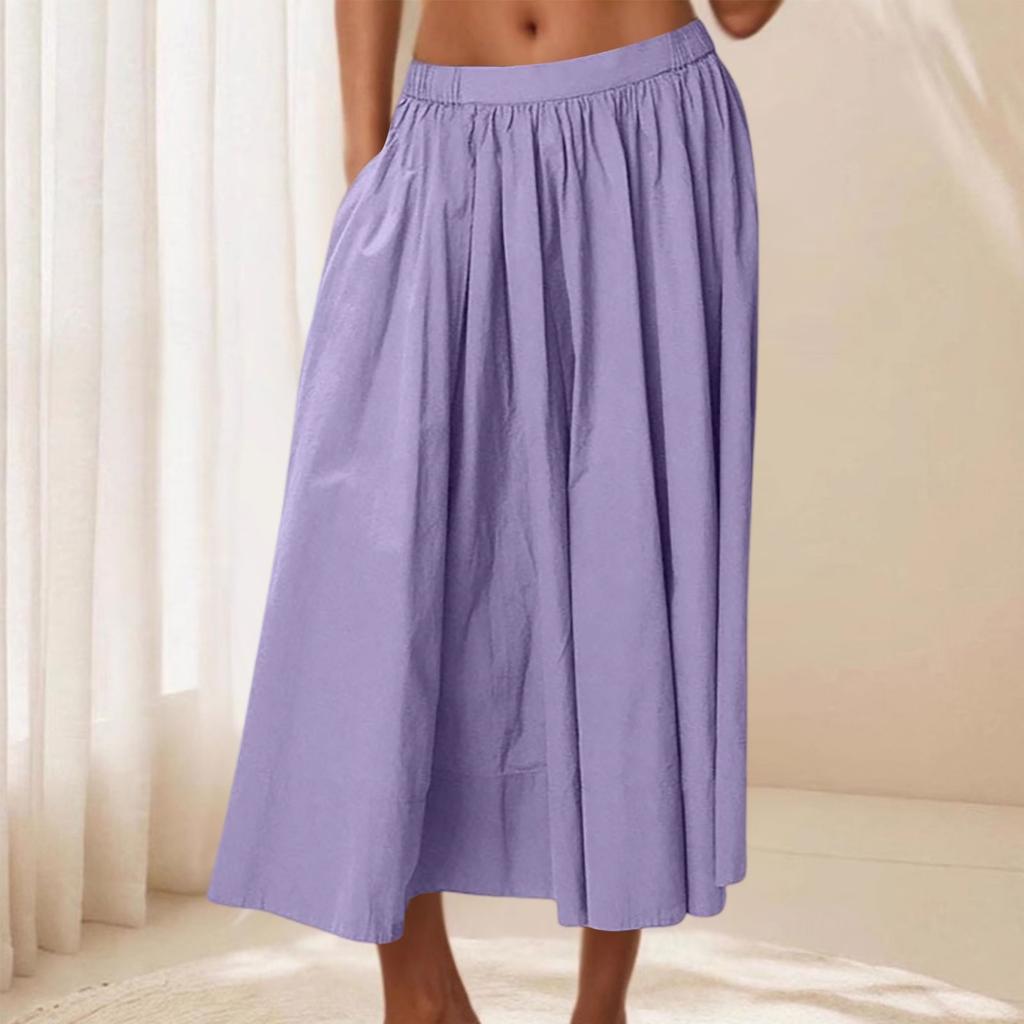 Women Casual Skirt Lightweight Elegant A-Line High Waist Summer Beach Vacation Skirts