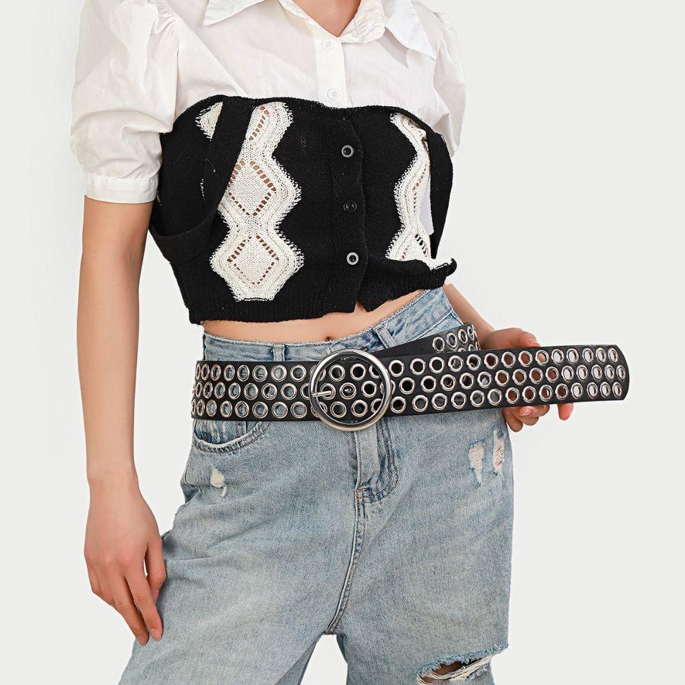 Punk PU Leather Belt Korean Style Y2K Girl Waistband Fashion Wide Waistband  Men